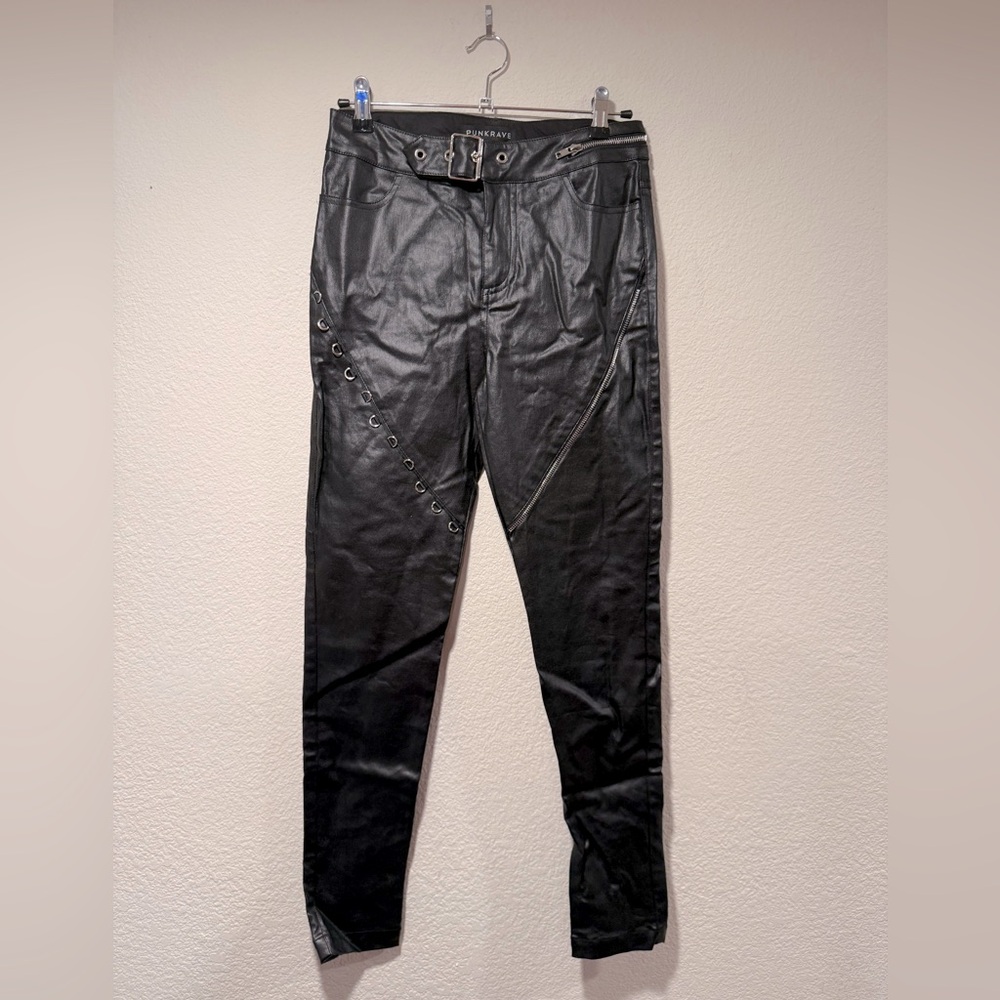 PUNK RAVE Coated Embellished Skinny Pants